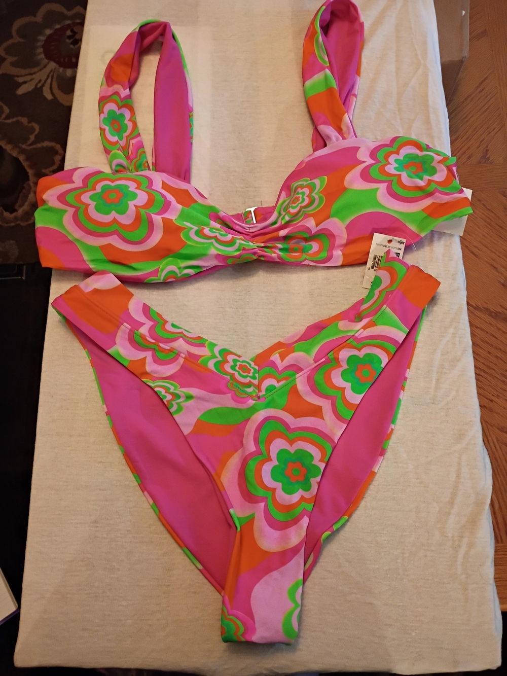 1X Pink Floral Two-Piece Swim Set